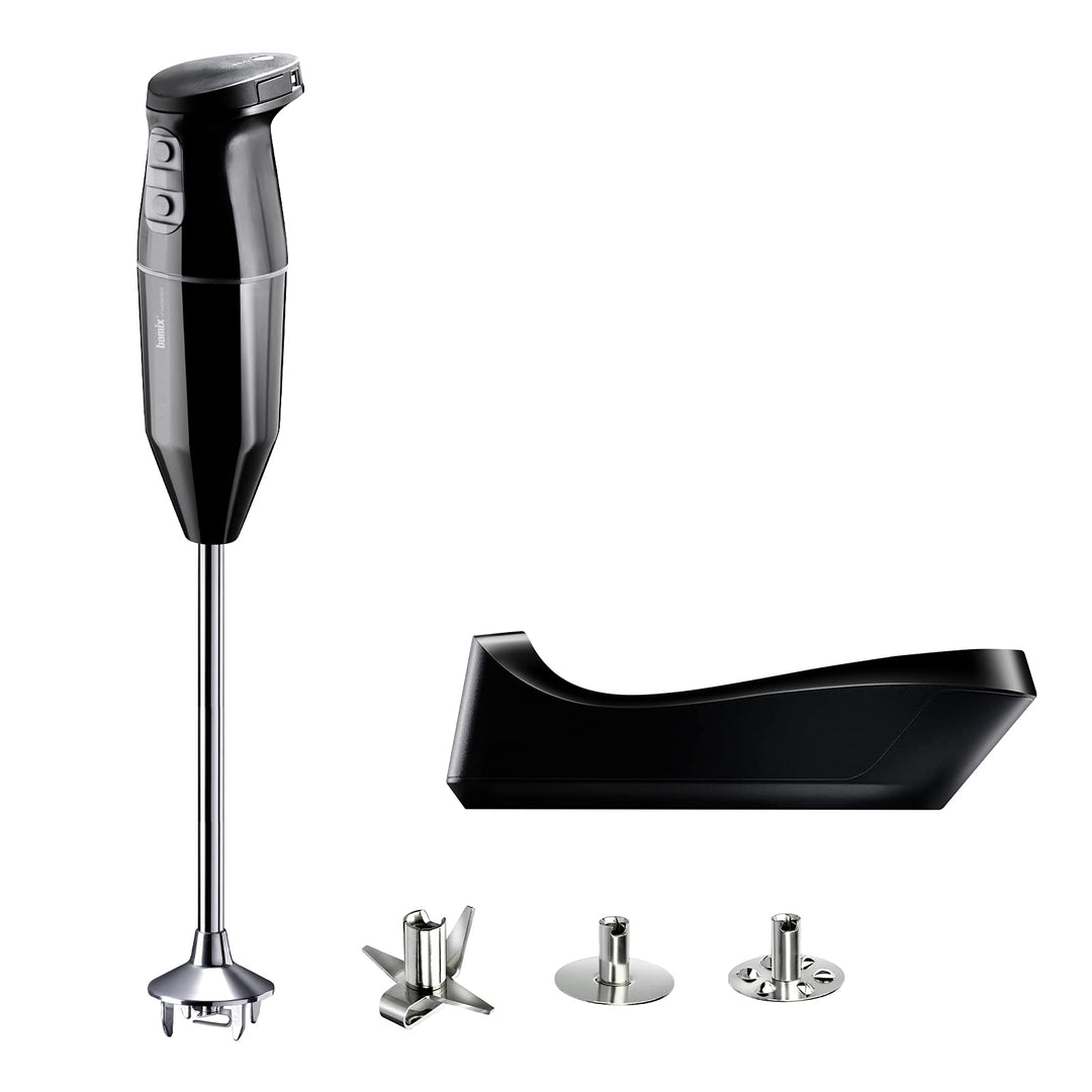 bamix Stabmixer Set cordless PRO kabellos, extra lange Achse, inkl. Messer, Quirl, Schlagscheibe aus