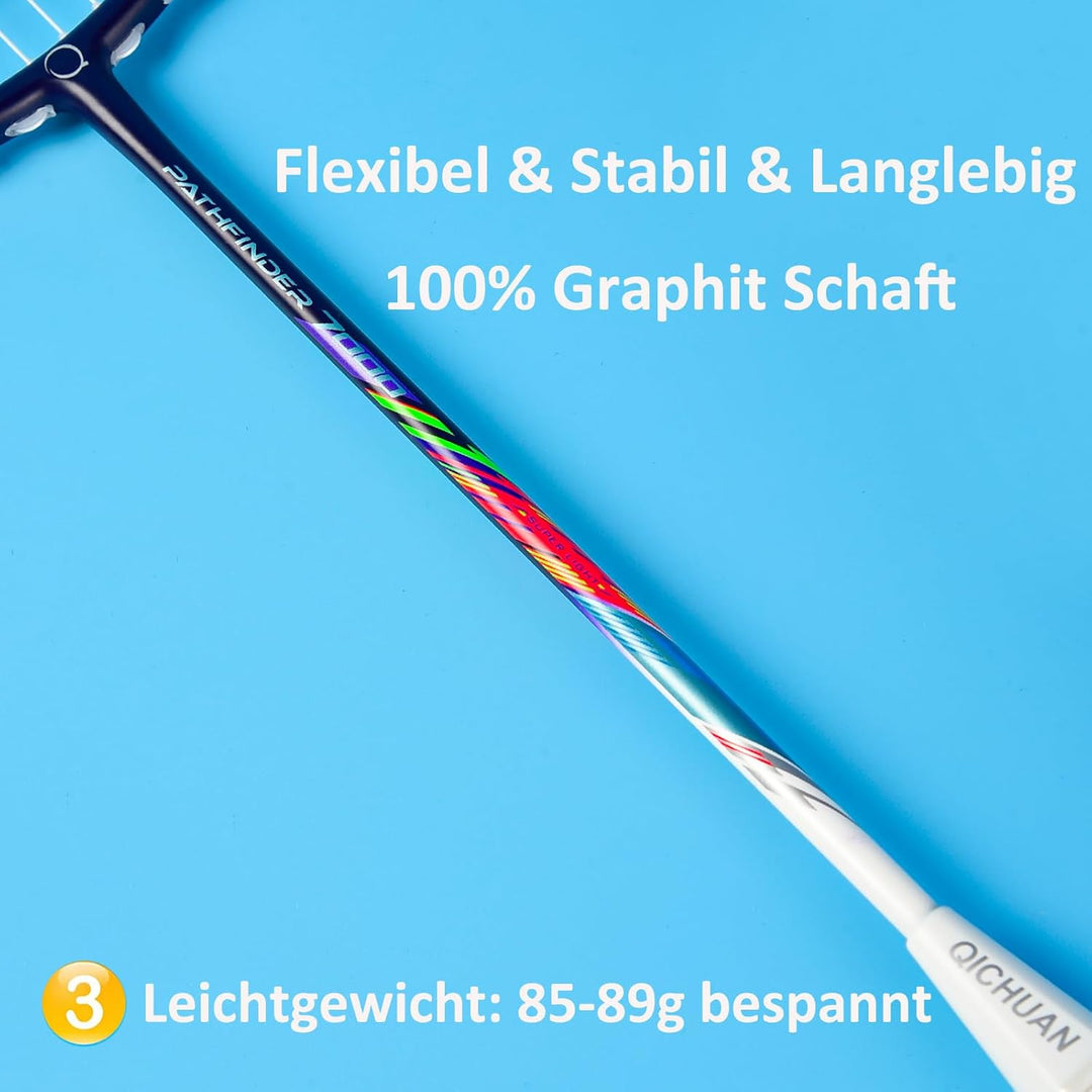WHiZZ Carbon Badminton Schläger Set, Leichter Graphit Badmintonschläger Federball Set für Training,