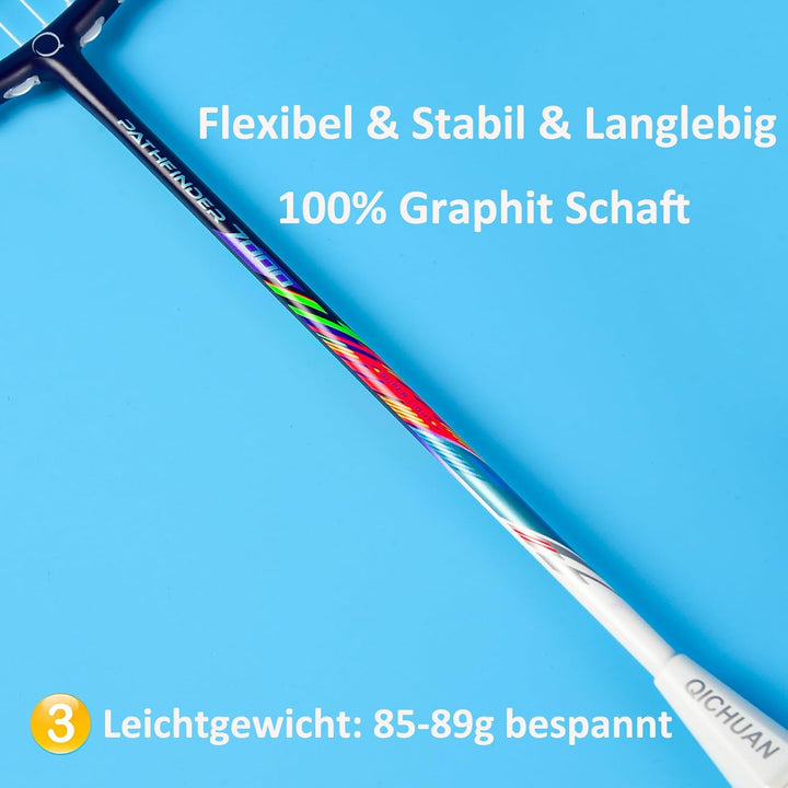 WHiZZ Carbon Badminton Schläger Set, Leichter Graphit Badmintonschläger Federball Set für Training,