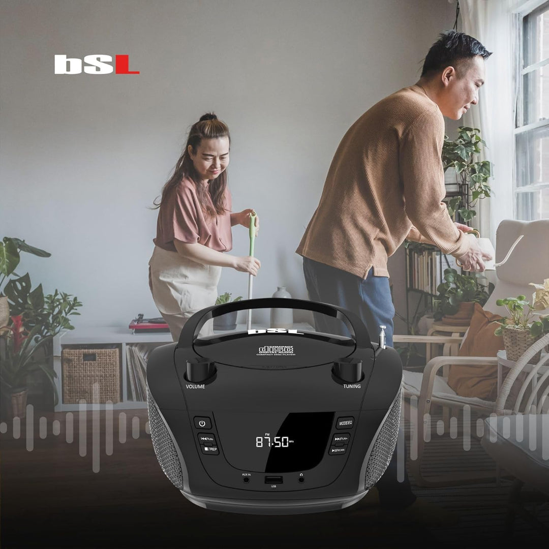 Boombox Tragbares CD-Radio mit Bluetooth BSL JL-2031A, mit 4 W RMS-Leistung, FM-Radio und USB-Anschl