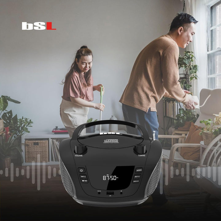 Boombox Tragbares CD-Radio mit Bluetooth BSL JL-2031A, mit 4 W RMS-Leistung, FM-Radio und USB-Anschl