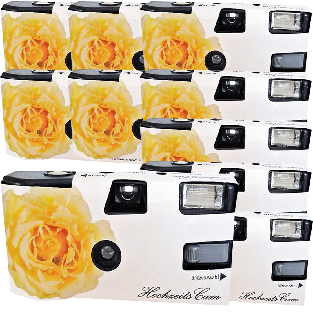 10 x 1A Photo PORST Hochzeitskamera/Einwegkamera gelbe Hochzeitsrose (deutsche Bedienungsanleitung,
