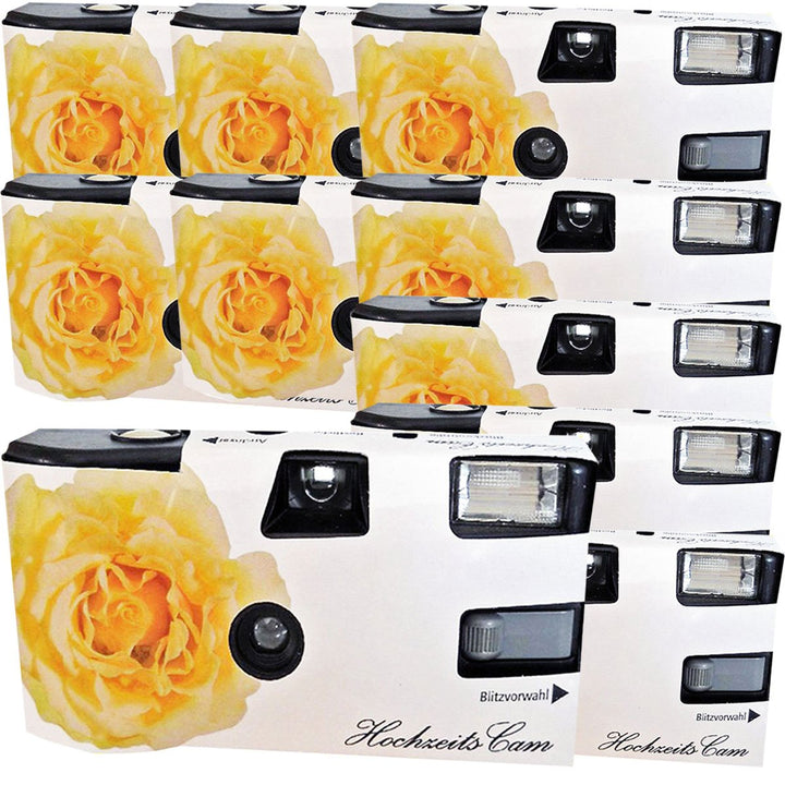 10 x 1A Photo PORST Hochzeitskamera/Einwegkamera gelbe Hochzeitsrose (deutsche Bedienungsanleitung,