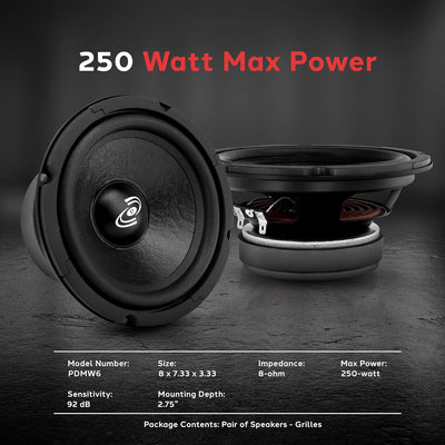 Pyle-Pro PDMW6 Midwoofer-Treiber 15,24 cm 8 Ohm