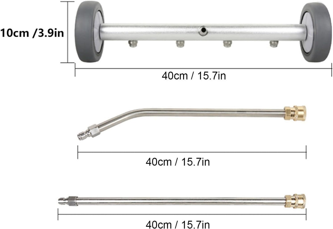 Fahrgestellreiniger für Hochdruckreiniger, Doppelfunktions-Wasserbesenreiniger mit 2 Stangen, Hochdr