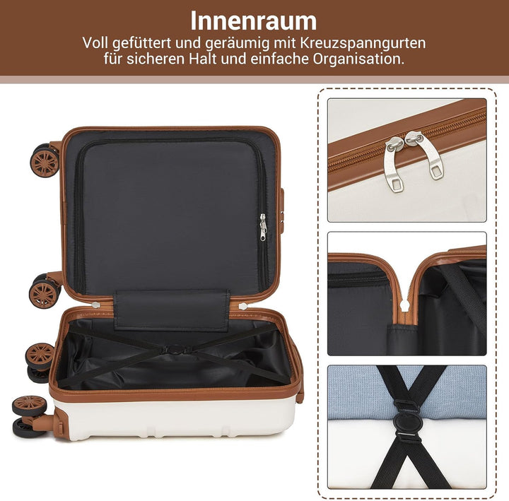 KONO Handgepäck Koffer mit abnehmbaren Rollen, 40x30x20 cm ohne Rollen, Leichter Kabinen-Koffer klei
