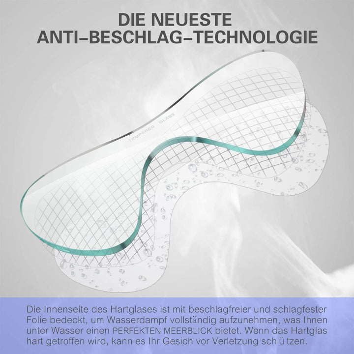 Supertrip Trocken Schnorchelset mit Anti-beschlag Taucherbrille Panorama Blickfeld gehärtete wasserd