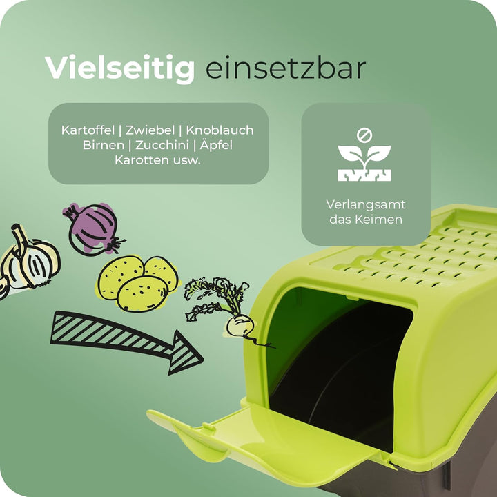 Novaliv Kartoffel Aufbewahrungsboxen Set | 3,5L + 5L + 9L | GRÜN | Kartoffelboxen | Gemüseboxen stap