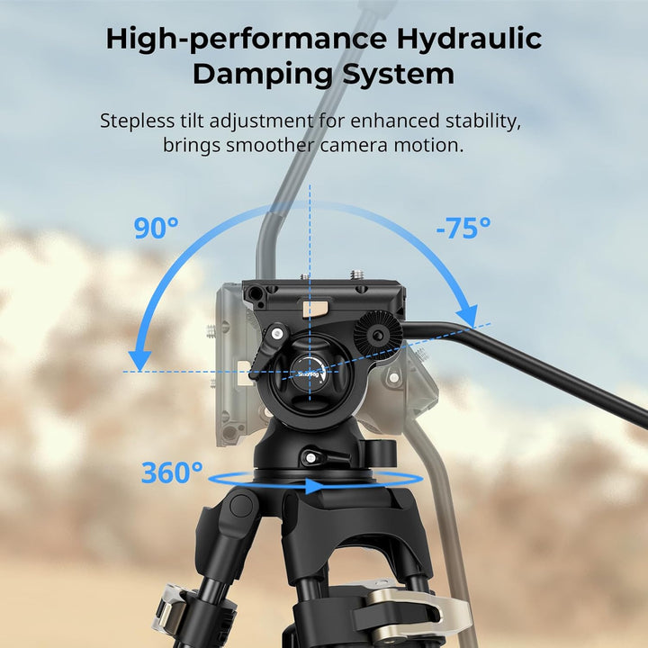 SMALLRIG AD-01S Videostativ, 74" Hochleistungsstativ mit Schwenk- und Neige-Fluidkopf, Dual-Mode-Sch