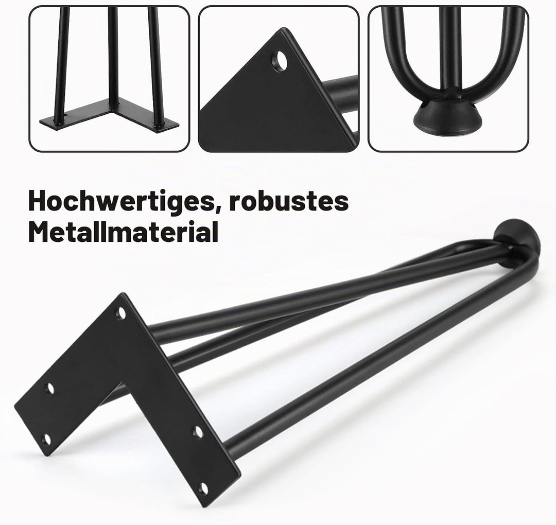 Moendergo 4er Tischbeine 3 Stangen Hairpin Tischbeine Haarnadelbeine Möbelfüsse für Esstisch Couchti
