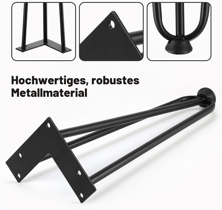 Moendergo 4er Tischbeine 3 Stangen Hairpin Tischbeine Haarnadelbeine Möbelfüsse für Esstisch Couchti