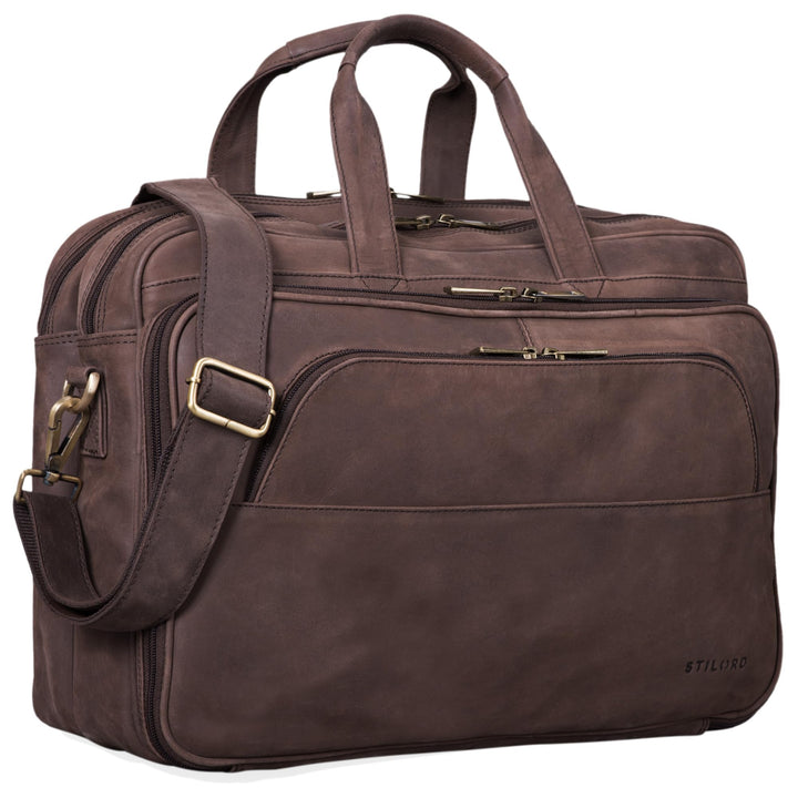 STILORD Artemis Vintage Lehrertasche Leder Aktentasche Herren Damen Businesstasche gross für Zwei Ak
