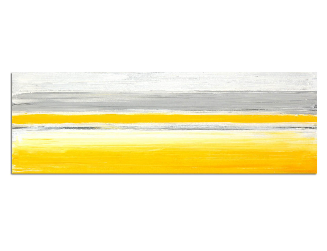 Paul Sinus Art Panoramabild auf Leinwand und Keilrahmen 120x40cm Kunstmalerei grau gelb weiss abstra