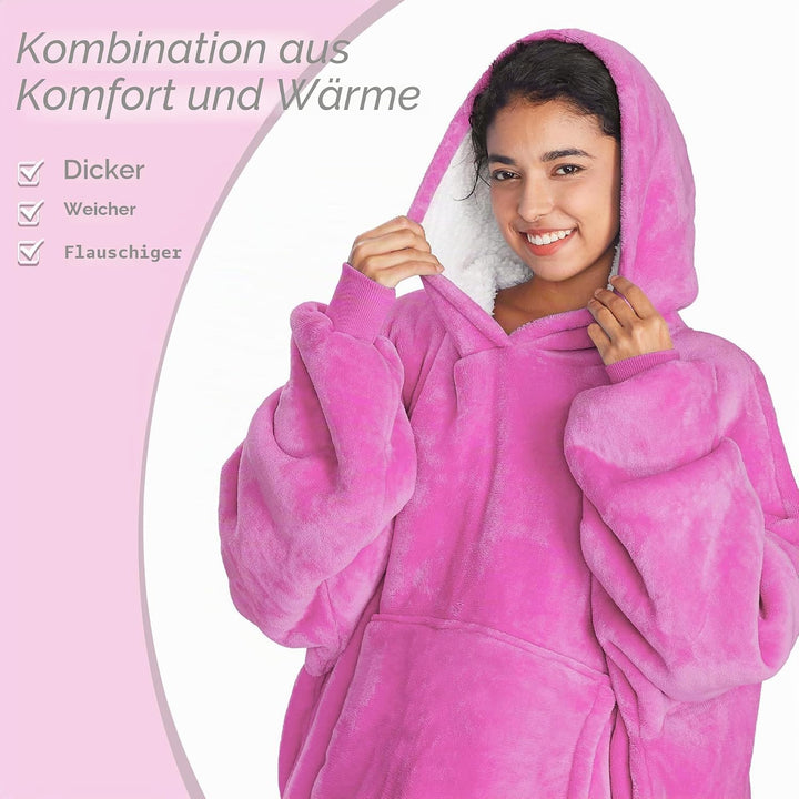 Kato Tirrinia Übergrosse Warme Hoodie Sweatshirt Decke, Weiche Flanell Damen Deckenpullover, Komfort