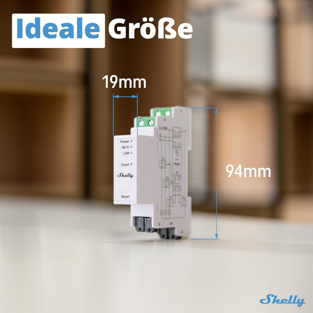 Shelly Pro 3EM (120A) | WLan & Bluetooth Smart Energy Monitoring 3-Phasen-Relaisschalter | Hausautom