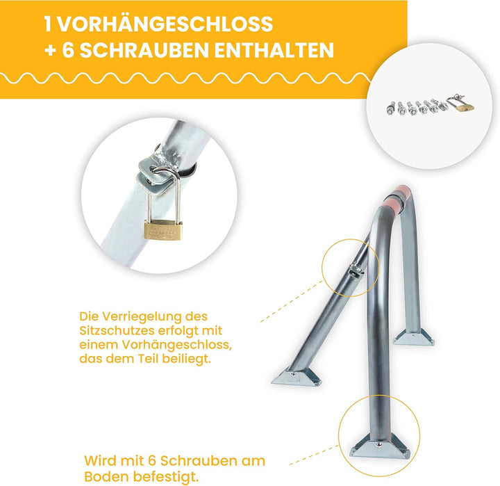 PARKING FACIL | Parkplatzsperre/Parkbügel zum Sichern von Parkplätzen Modell ECO-M | Vorhängeschloss