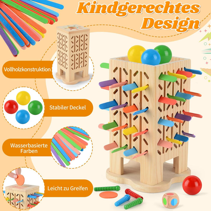 Montessori Spielzeug ab 3 Jahre, Sensorik Spielzeug Montessori Spielzeug ab 1 Jahr, 5-in-1 Holz Sort
