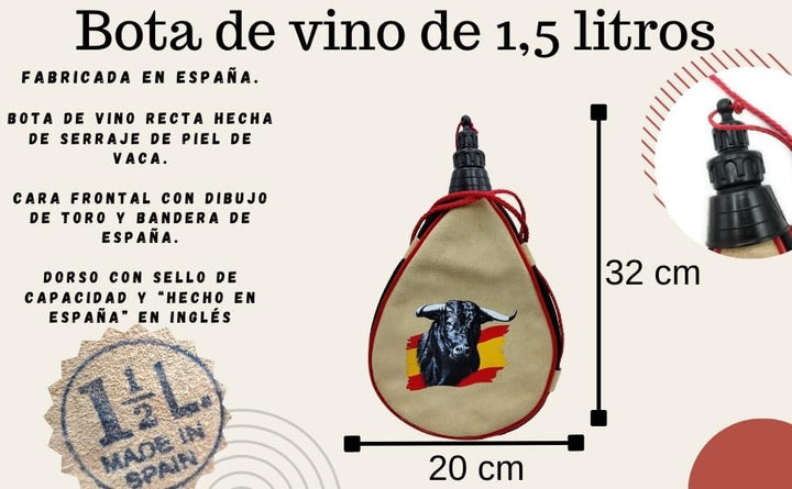 Weinstiefel 1,5 Liter, Flachmann und Flaschenöffner 2-in-1 (Weinflasche 1,5 Stier, Flaschenöffner un