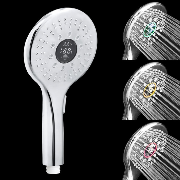 Duschkopf mit Temperaturanzeige, Durchflussanzeige, Verbrauchsanzeige, Duschkopf LED Temperatur, 2 D