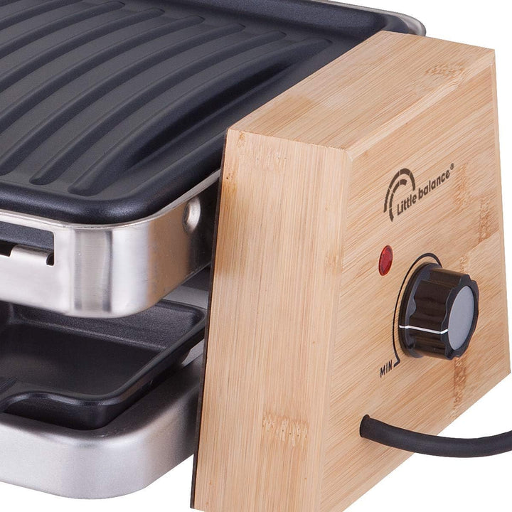LITTLE BALANCE 8388 Grill Wood 8 Elektrischer Raclette, 1500, Holz/Edelstahl