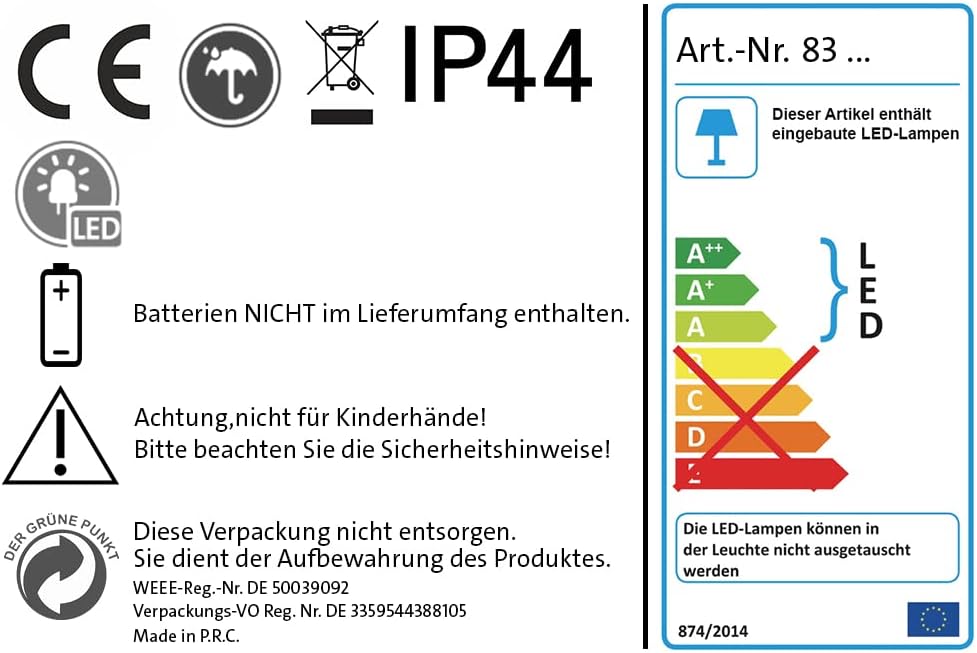 Dekohelden24 3er Set Weihnachtssterne aus Kunststoff in weiss, inkl. LED Beleuchtung und 6h Timer, f