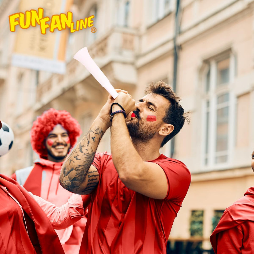 FUN FAN LINE - Pack x3 Plastik Vuvuzela Trompeten. Zubehör für Fussball- und Sportfeste. Geräuschvol