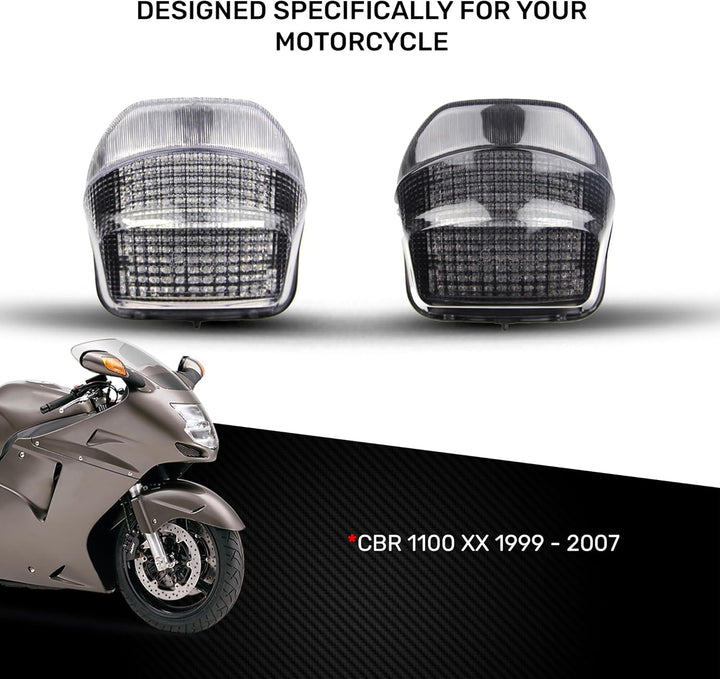 avdb-moto LED-Bremslicht mit integriertem Blinker kompatibel mit Honda CBR 1100 XX 1999/2006 (Getönt
