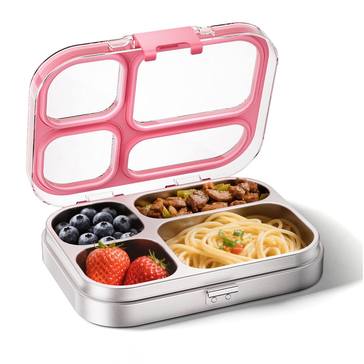 G.a HOMEFAVOR Edelstahl Brotdose Kinder 800ml Metall Bento Lunchbox mit 4 Fächern Auslaufsichere Bro