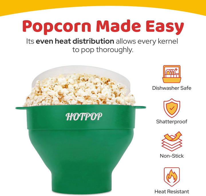 Hotpop Mikrowellen-Popcorn-Druckknopf aus Silikon, faltbar, BPA-frei und spülmaschinenfest, 20 Farbe