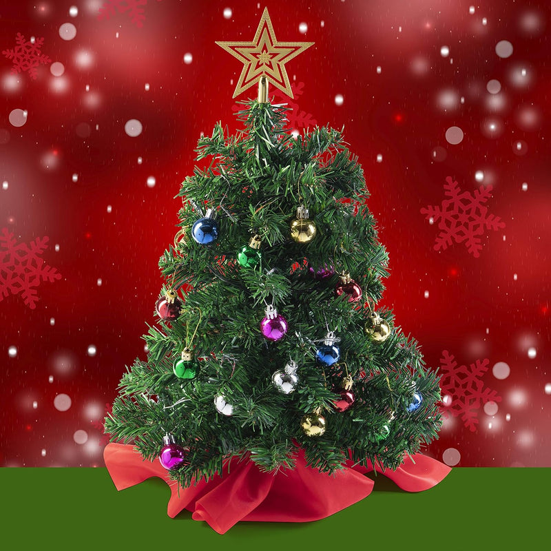 Prextex Weihnachtsbaum Künstlich 56cm, Mini Weihnachtsbaum Set für Tische mit Stern-Baumspitze und h