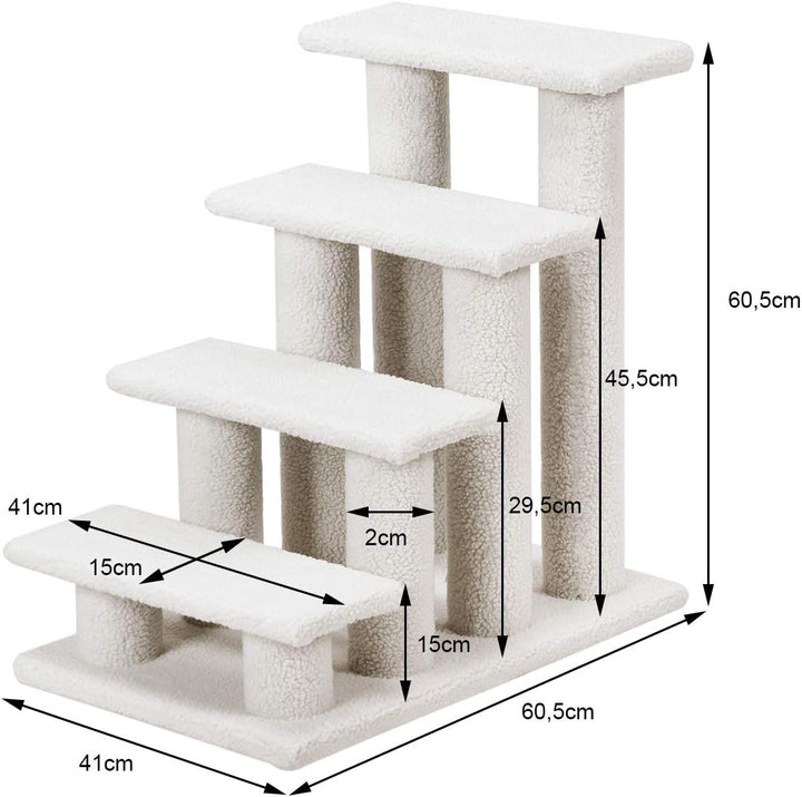 GYMAX Tiertreppe 4 Stufen Katzentreppe Hundetreppe Treppe für Katze Kletterbaum Katzenbaum 60,5 x 41