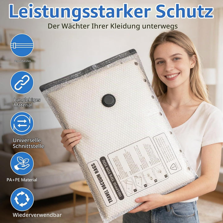 16 Stück Vakuumbeutel für Kleidung mit Kabelpumpe – 4 Grössen Vakuumierbeutel Kleidung (40x40, 40x50