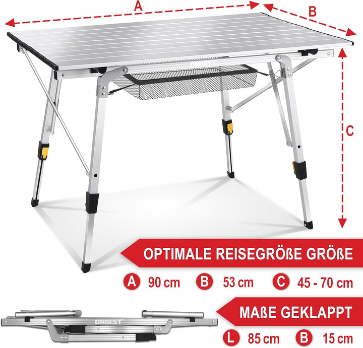 Onbest Camping Klapptisch – Campingtisch klappbar – Angeltisch, Gartentisch 2 Personen – mit robuste