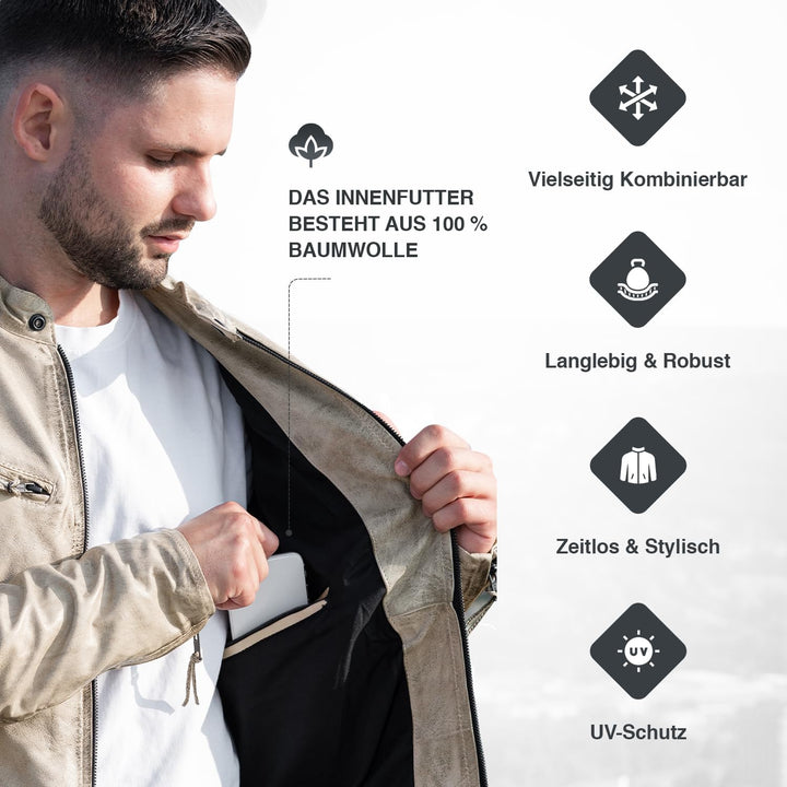 Herren Lederjacke Echtes Leder Jacke Echtleder Übergangsjacke Fashion in 5 Farben Gr. S-7XL Design 2