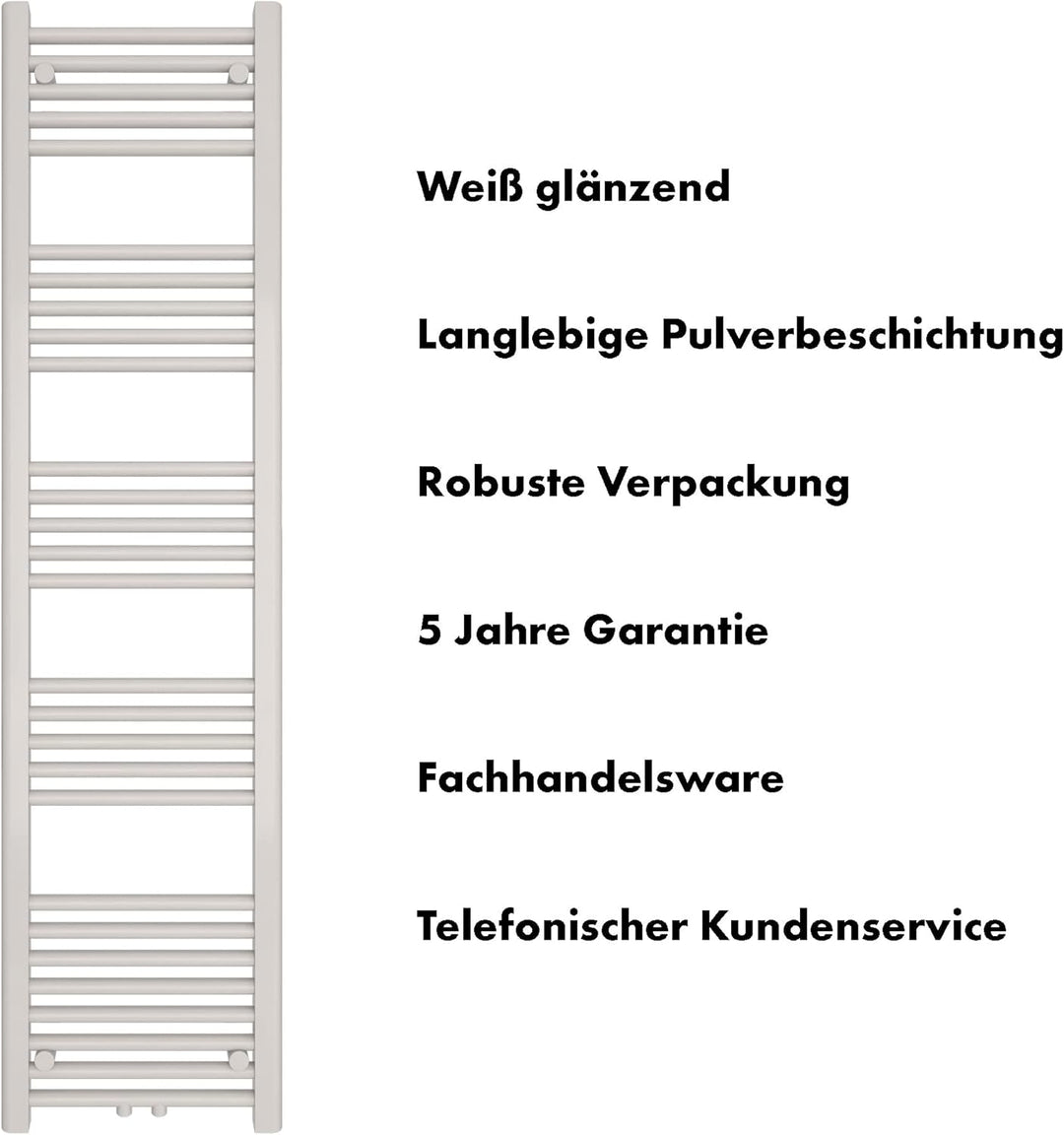 SHV Badheizkörper mit Mittelanschluss in weiss | Heizkörper für Badezimmer, Handtuchhalter für Wand
