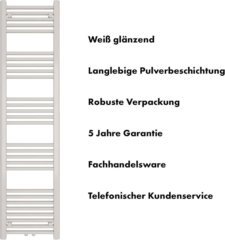 SHV Badheizkörper mit Mittelanschluss in weiss | Heizkörper für Badezimmer, Handtuchhalter für Wand