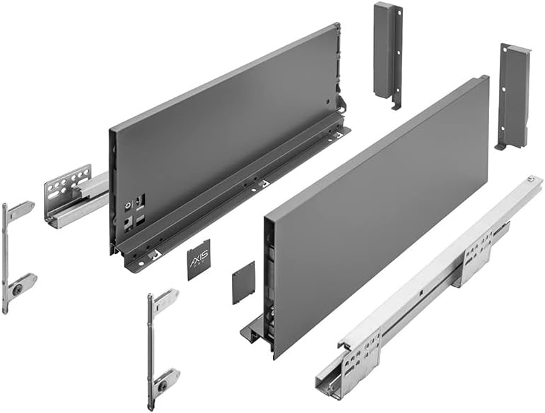 GTV Schubladenschienen AXIS PRO I Schubladenauszüge mit Vollauszug I Anthrazit I Belastbarkeit bis 4