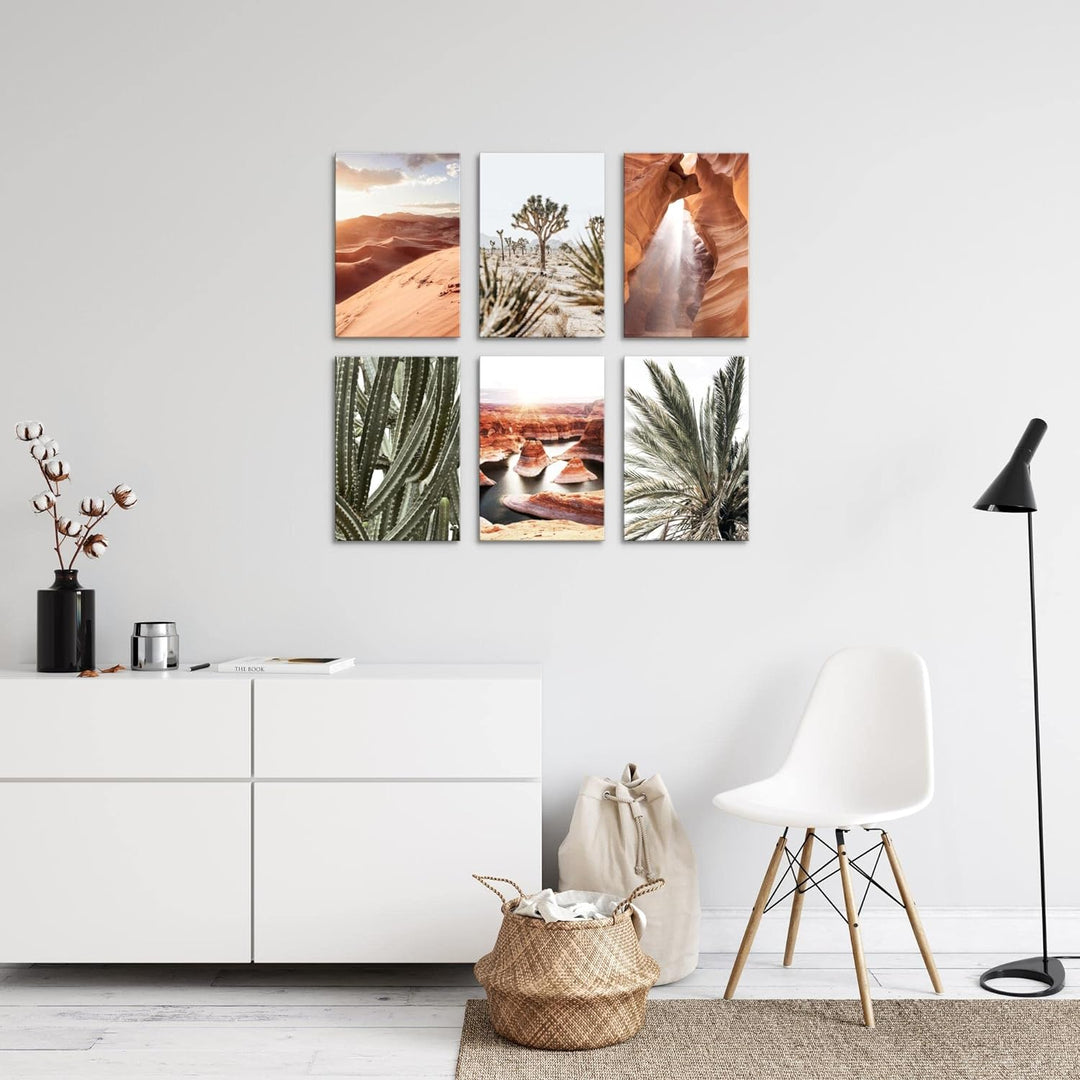 Novart Wandbilder Set - KOMPLETT AUFHÄNGFERTIG - Made in Germany - Moderne Bilder Landschaft Wüste W