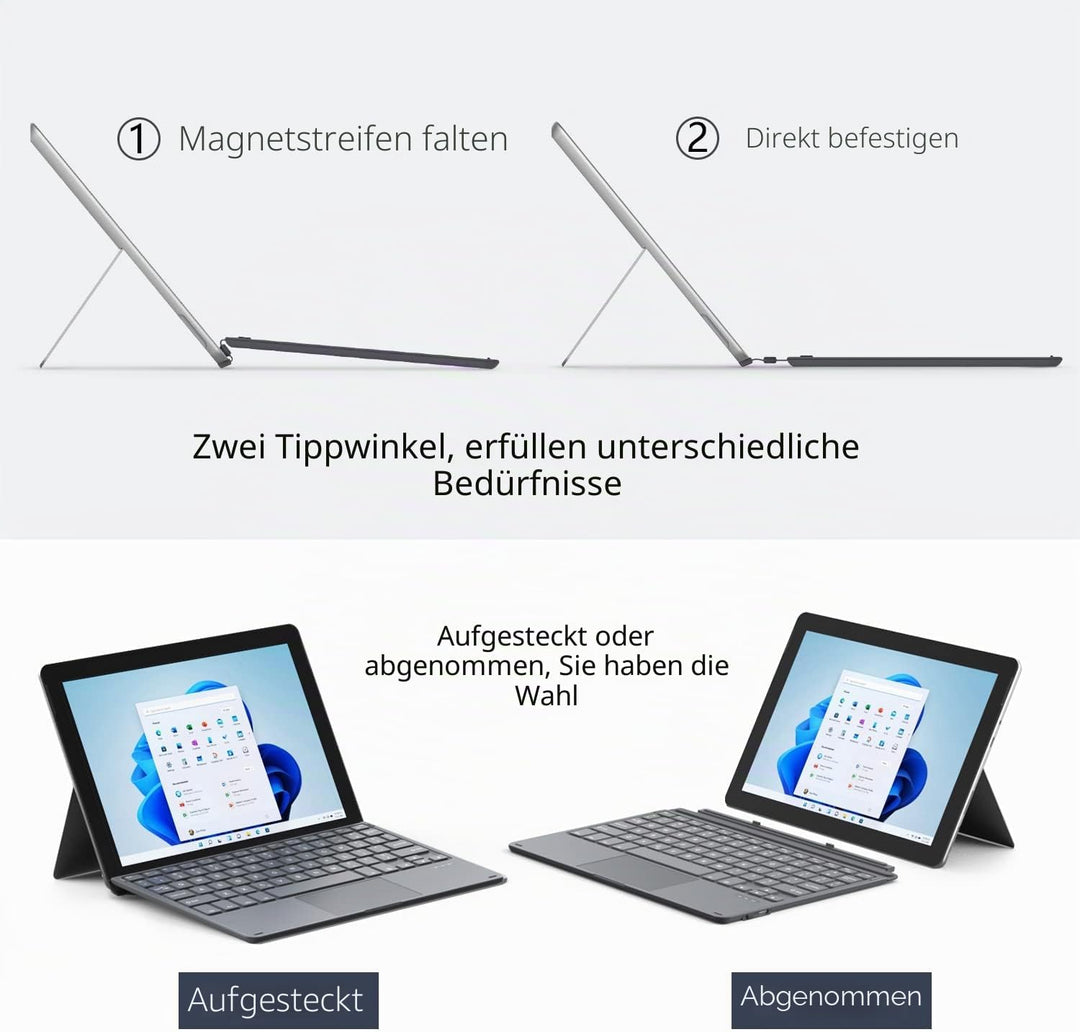 MoKo Bluetooth Tastatur Kompatibel mit Microsoft Surface Go 4 2023 / Go 3 2021 / Go 2 2020 / Go 2018