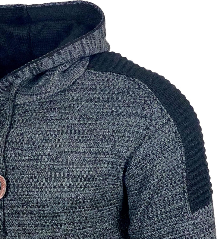 Baxboy Herren Strick-Pullover Kapuzenpullover Moderne Männer Pulli Grobstrick Strickjacke Winter-Fre