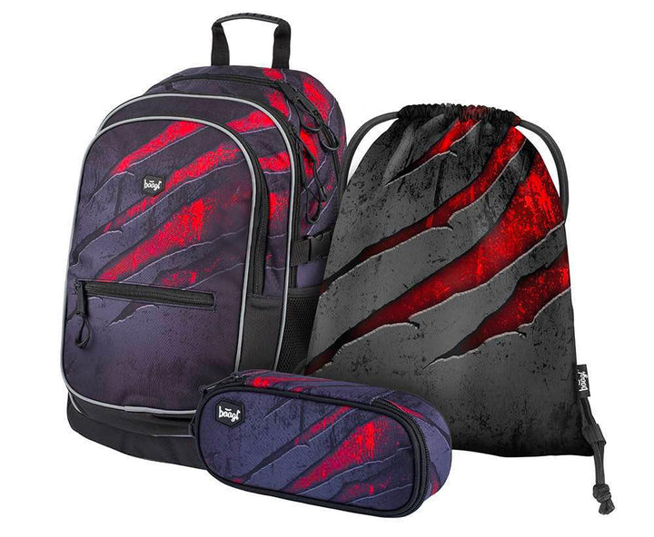 Baagl Schulrucksack Set 3 Teilig, Schultasche ab 3. Klasse, Grundschule Ranzen mit Brustgurt, Ergono