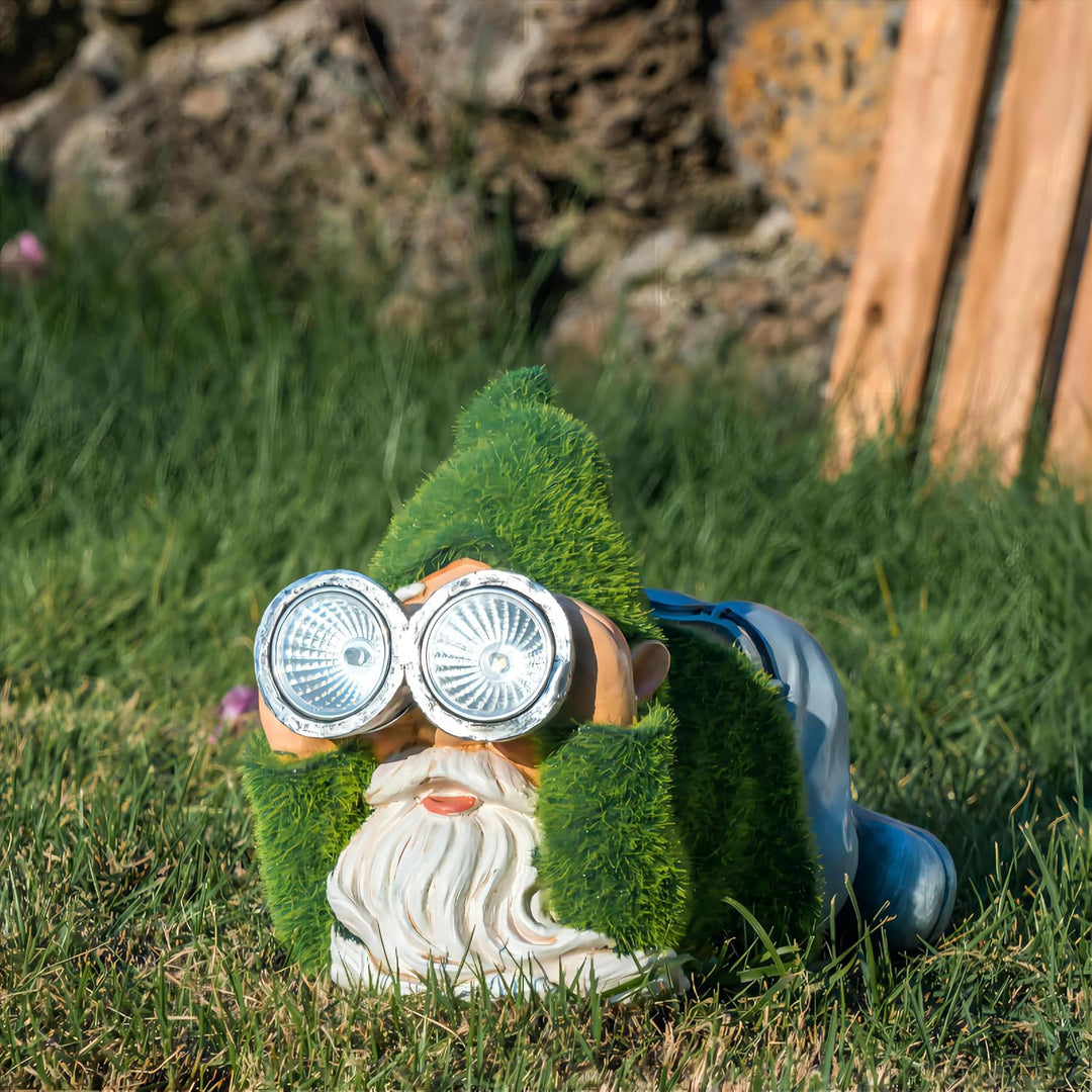 TERESA'S COLLECTIONS Lustig Gartenzwerge Gartendeko für Draussen Zwerge Figur mit Solarleuchte beflo