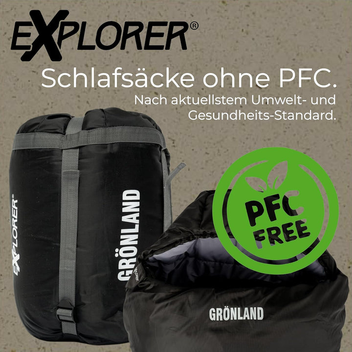 EXPLORER® GRÖNLAND Schlafsack -23°C -5°C [350GSM] 3-4 Jahreszeiten Winter Mumienschlafsack Erwachsen