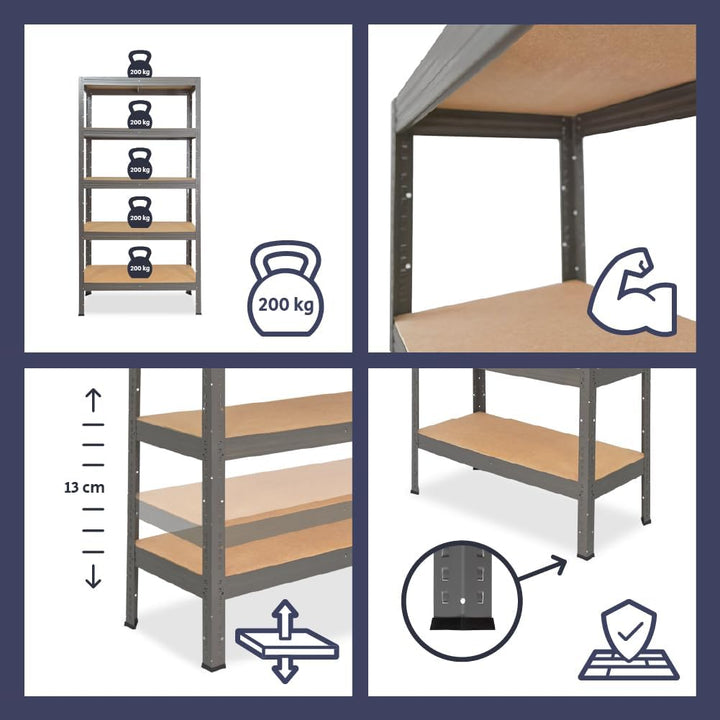 shelfplaza® 90x30x30cm Profi Schwerlastregal grau/Metallregal mit 3 Böden à 200kg Tragkraft/Kellerre