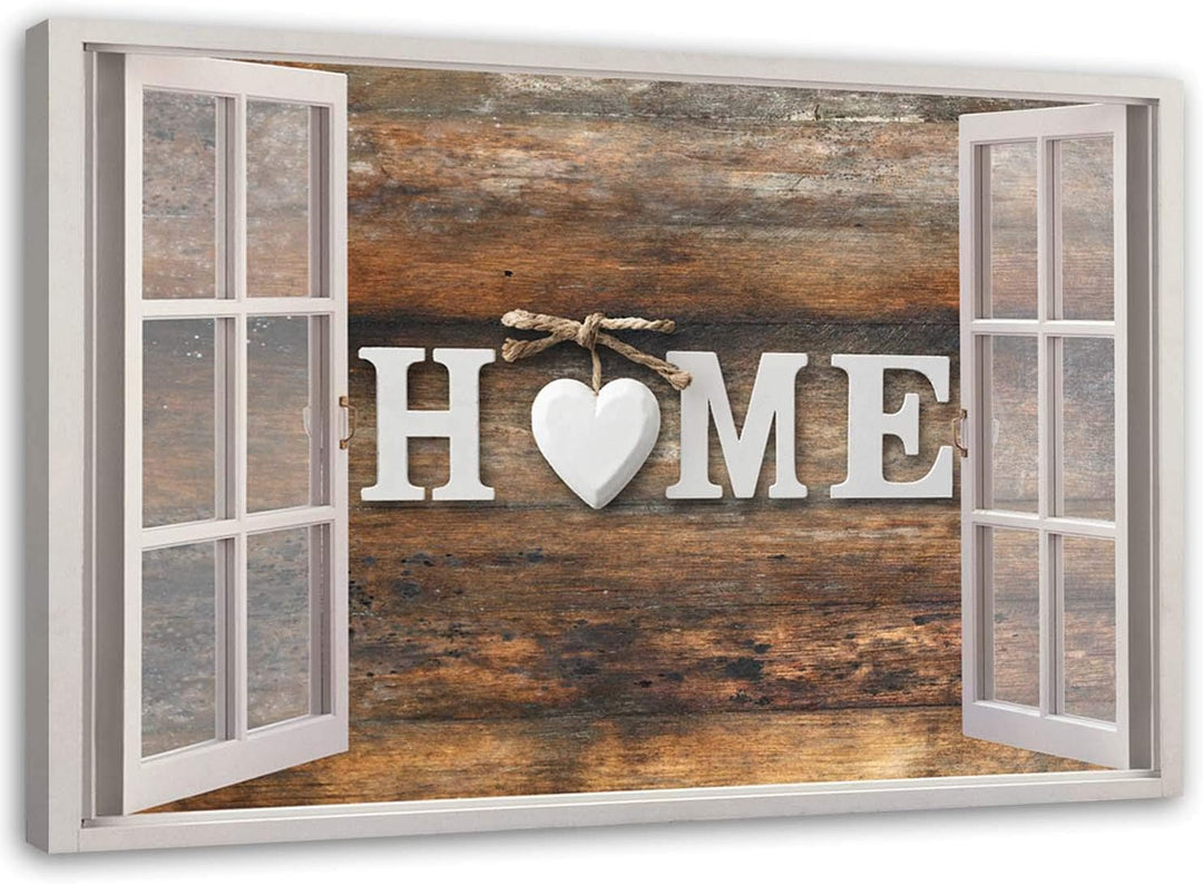 Feeby Viles - Leinwand Bilder - Fensterblick Natur- 120x80 cm- Deko Wohnzimmer - Wandbilder Schlafzi