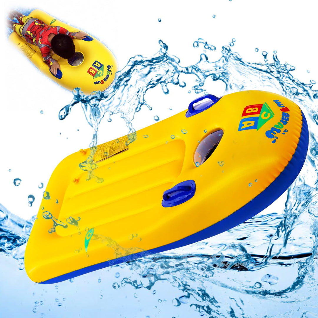 Schwimmbrett Bodyboard Aufblasbar, dellyy 110 x 48cm Surfbrett Bodyboard mit Griffen, Schwimmhilfe A