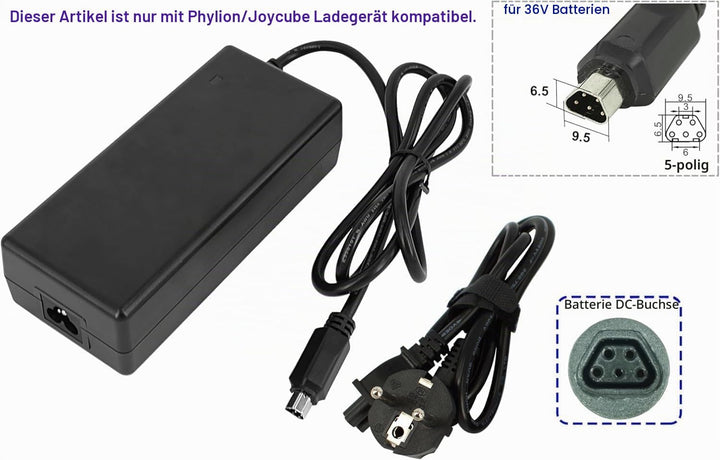 PowerSmart 42V 2,0A Ladegerät Charger Ersatz für SSLC084V42XH Trapezoid 5pin 36V Phylion Akkus Lithi