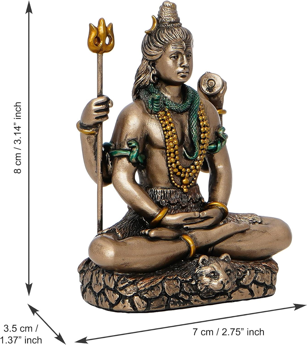 eCraftIndia Meditatin Lord Shiva Dekofigur aus kaltgegossener Bronzeharz, braun und gold, Einheitsgr
