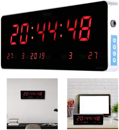 Wifehelper Digital LED Kalender Uhr Temperatur Office Home Wohnzimmer Wanduhren EU Stecker 110-240V(