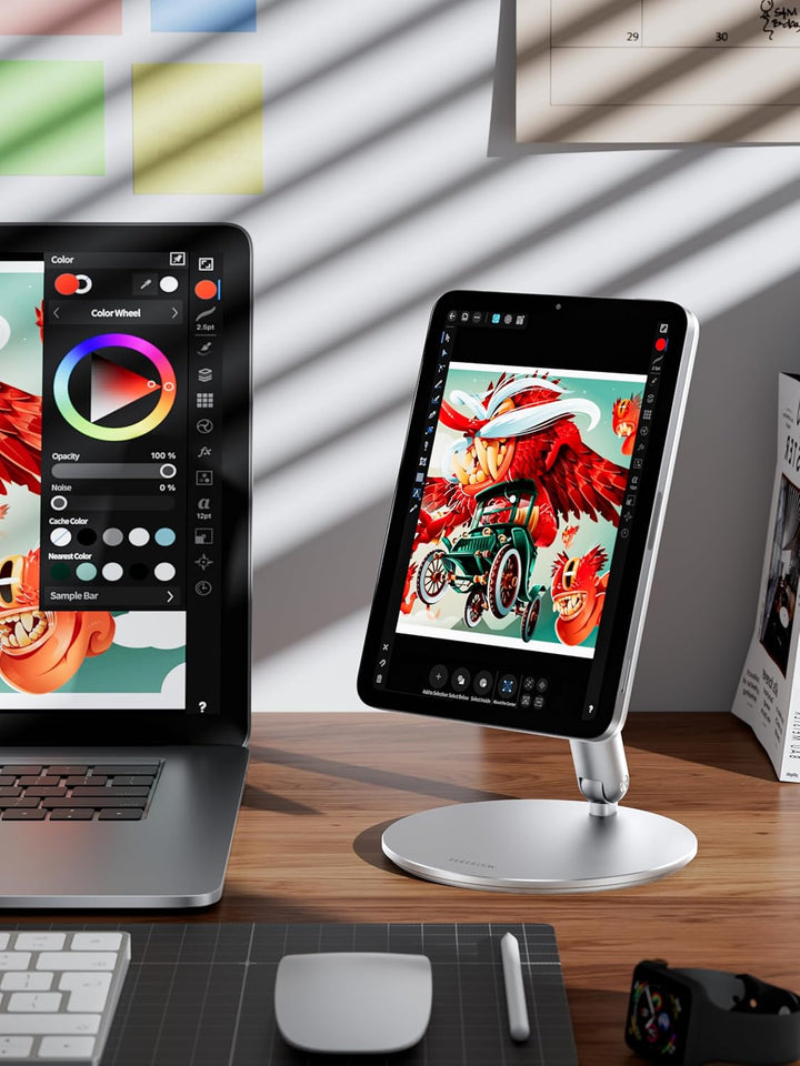 LULULOOK Magnetisch iPad mini 7 Ständer mit 360° Drehbar Basis, Faltbar Einstellbar Mini 6 Halterung